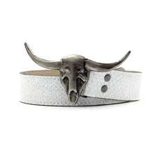 Cargar imagen en el visor de la galería, Cinturón Toro cabeza anac. blanco