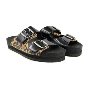 Sandalia Vinka negra/ animal print