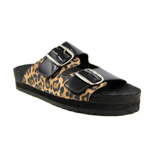 Sandalia Vinka negra/ animal print